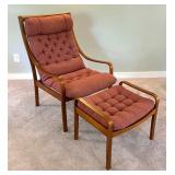 Bentwood Lounge Chair with Ottoman in Rosewood & Original Fabric by Fredrik A. Kayser for Vatne Møbler, Denmark
