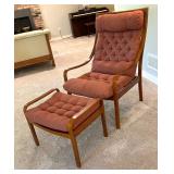 Bentwood Lounge Chair with Ottoman in Rosewood & Original Fabric by Fredrik A. Kayser for Vatne Møbler, Denmark