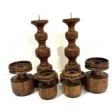 Six Vintage Wooden Candle Holders