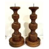 Six Vintage Wooden Candle Holders