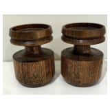 Six Vintage Wooden Candle Holders