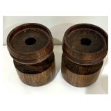 Six Vintage Wooden Candle Holders