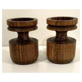 Six Vintage Wooden Candle Holders