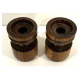 Six Vintage Wooden Candle Holders