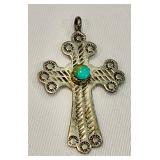 Beautiful Silver and Turquoise Cross Pendant