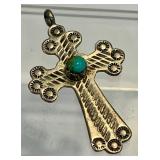 Beautiful Silver and Turquoise Cross Pendant