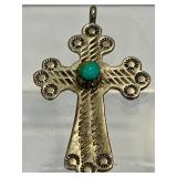 Beautiful Silver and Turquoise Cross Pendant