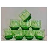 Beautiful Vintage Green Libbey Lowball Glasses