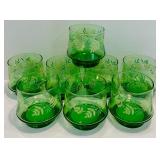 Beautiful Vintage Green Libbey Lowball Glasses