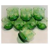 Beautiful Vintage Green Libbey Lowball Glasses
