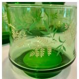 Beautiful Vintage Green Libbey Lowball Glasses