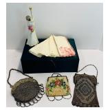 Antique and Vintage Handbags including an Antique Metal Mesh Handbag