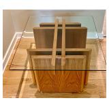 1960s Gustav Gaarde Trekanten Danish Teak Glass Top Side Table Make in Denmark