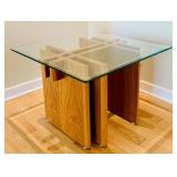 1960s Gustav Gaarde Trekanten Danish Teak Glass Top Side Table Make in Denmark