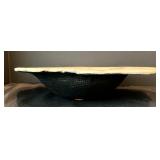 Artisan Crafted Horse Hair Pottery Bowl with Floral Frog