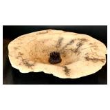 Artisan Crafted Horse Hair Pottery Bowl with Floral Frog