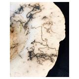 Artisan Crafted Horse Hair Pottery Bowl with Floral Frog