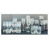 Gorgeous Clear Glass Including Wine Glasses, Wine Glasses with Cobalt Stems, Crisa Cocktail Glasses and Crisa Drinking Glasses with Flowers