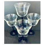 Gorgeous Clear Glass Including Wine Glasses, Wine Glasses with Cobalt Stems, Crisa Cocktail Glasses and Crisa Drinking Glasses with Flowers