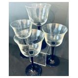 Gorgeous Clear Glass Including Wine Glasses, Wine Glasses with Cobalt Stems, Crisa Cocktail Glasses and Crisa Drinking Glasses with Flowers