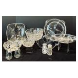 Beautiful Vintage Glass Trays, Bowls, Salt and Pepper Shakers