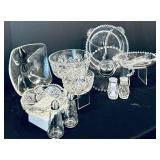 Beautiful Vintage Glass Trays, Bowls, Salt and Pepper Shakers
