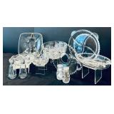 Beautiful Vintage Glass Trays, Bowls, Salt and Pepper Shakers