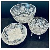 Beautiful Vintage Glass Trays, Bowls, Salt and Pepper Shakers