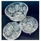 Beautiful Vintage Glass Trays, Bowls, Salt and Pepper Shakers