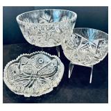 Beautiful Vintage Glass Trays, Bowls, Salt and Pepper Shakers