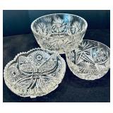 Beautiful Vintage Glass Trays, Bowls, Salt and Pepper Shakers