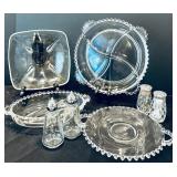 Beautiful Vintage Glass Trays, Bowls, Salt and Pepper Shakers