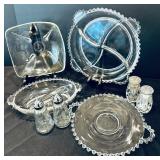 Beautiful Vintage Glass Trays, Bowls, Salt and Pepper Shakers