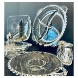 Beautiful Vintage Glass Trays, Bowls, Salt and Pepper Shakers