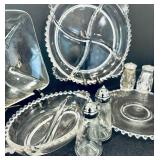 Beautiful Vintage Glass Trays, Bowls, Salt and Pepper Shakers