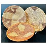 Three Vintage Native American Decorative Wall Hanging Baskets or Basket "Shield of the Worrier"