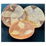 Three Vintage Native American Decorative Wall Hanging Baskets or Basket "Shield of the Worrier"
