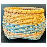 Vintage Beautiful Color Two Woven Baskets and Trinket Box