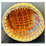 Vintage Beautiful Color Two Woven Baskets and Trinket Box