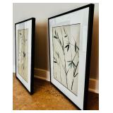 Wall Art Two Green Bamboo Sticks and Black Frame Original Artwork by Betty Johnson