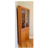 Mid Century Modern Danish Corner Shelf with Glass Doors
