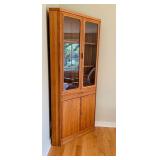 Mid Century Modern Danish Corner Shelf with Glass Doors