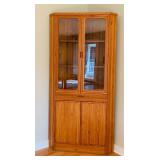 Mid Century Modern Danish Corner Shelf with Glass Doors