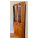 Mid Century Modern Danish Corner Shelf with Glass Doors