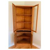 Mid Century Modern Danish Corner Shelf with Glass Doors