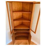 Mid Century Modern Danish Corner Shelf with Glass Doors