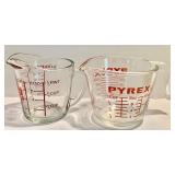 Beautiful Vintage Amber Glass Pitcher and Glass Pyrex Measuring Cups