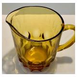 Beautiful Vintage Amber Glass Pitcher and Glass Pyrex Measuring Cups