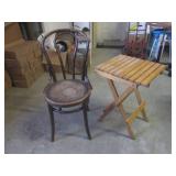 (A-4) Vintage Wood Chair and Foldin...