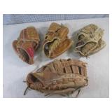(BS) 4 Vintage Baseball Gloves - Ra...